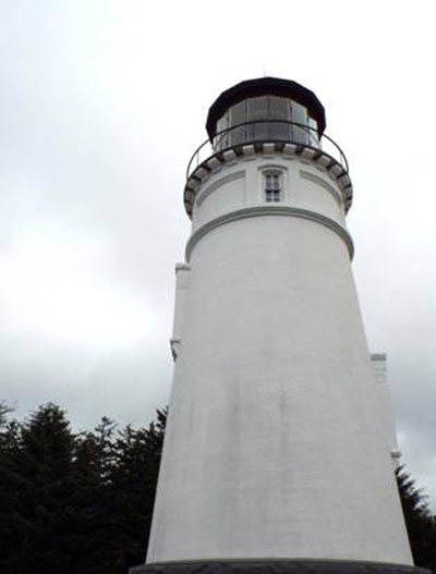 The Umpqua River Lighthouse rises 65 feet to shine light out to sea.
