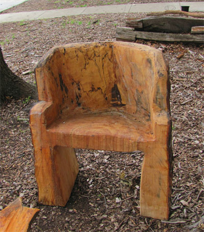 A felled tree remains in the garden as a carved chair. All photos by Steve Houser except where noted.