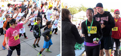 Pre- and post-race fun in Myrtle Village includes warm-up exercises, Chicken Dances, and awards of medals and trophies.