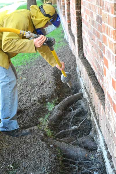 Pneumatic air tools are commonly used to locate roots and determine if a conflict between tree roots and hardscapes or structures exist.