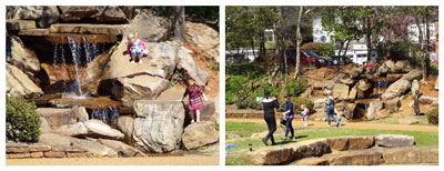 Children climb rocks and explore the waterfalls…don’t worry, Mom is close by.